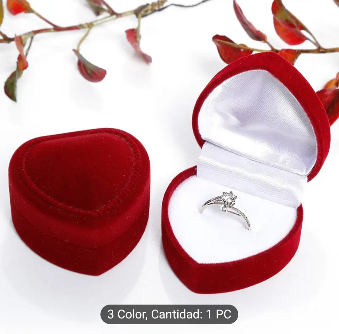 Caja de anillos vacía en forma de corazón para sorprender con la joya a su elección