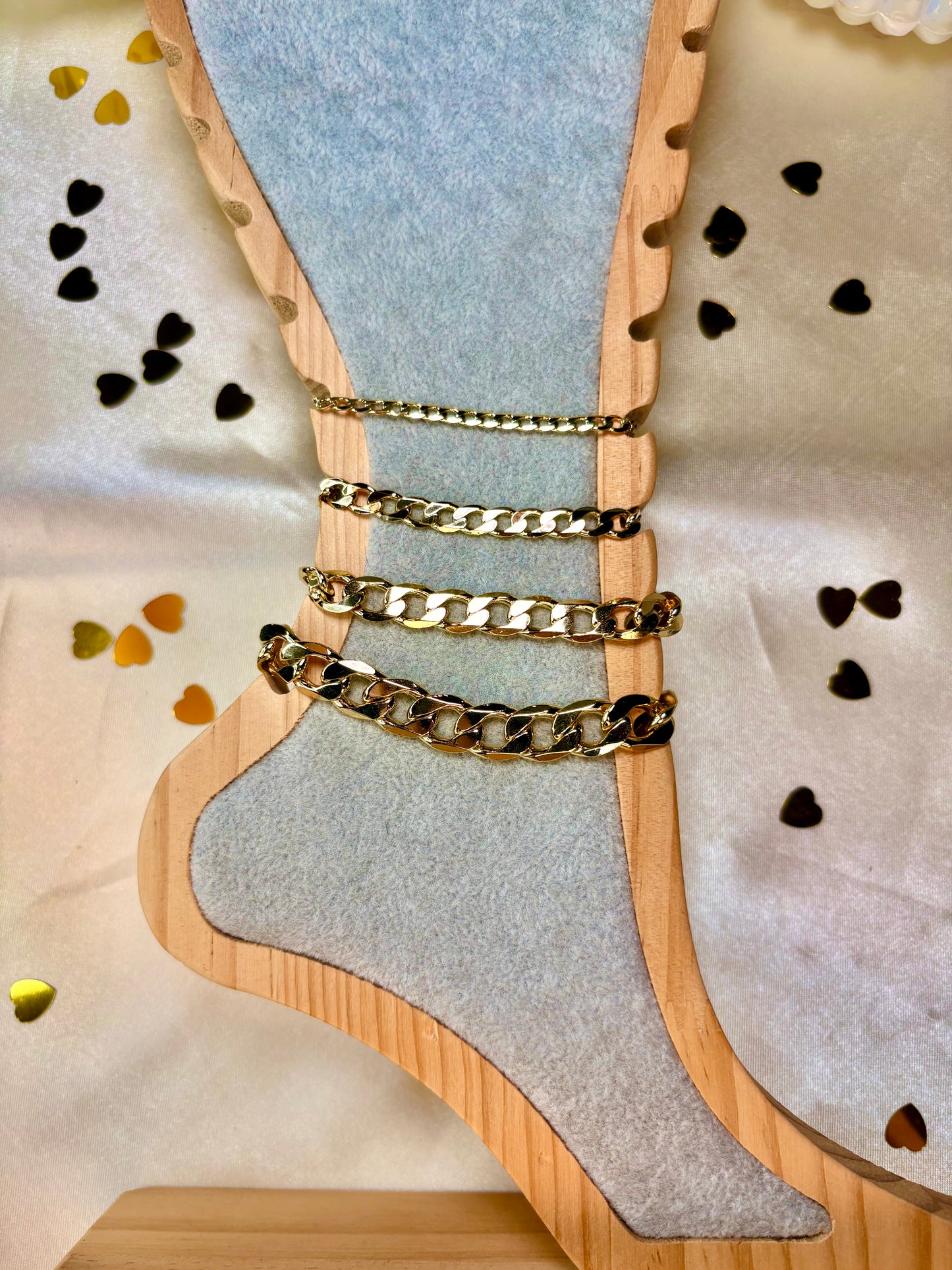 Tobillera Cubana en 10mm, 8mm, 6mm y 4mm de Grosor