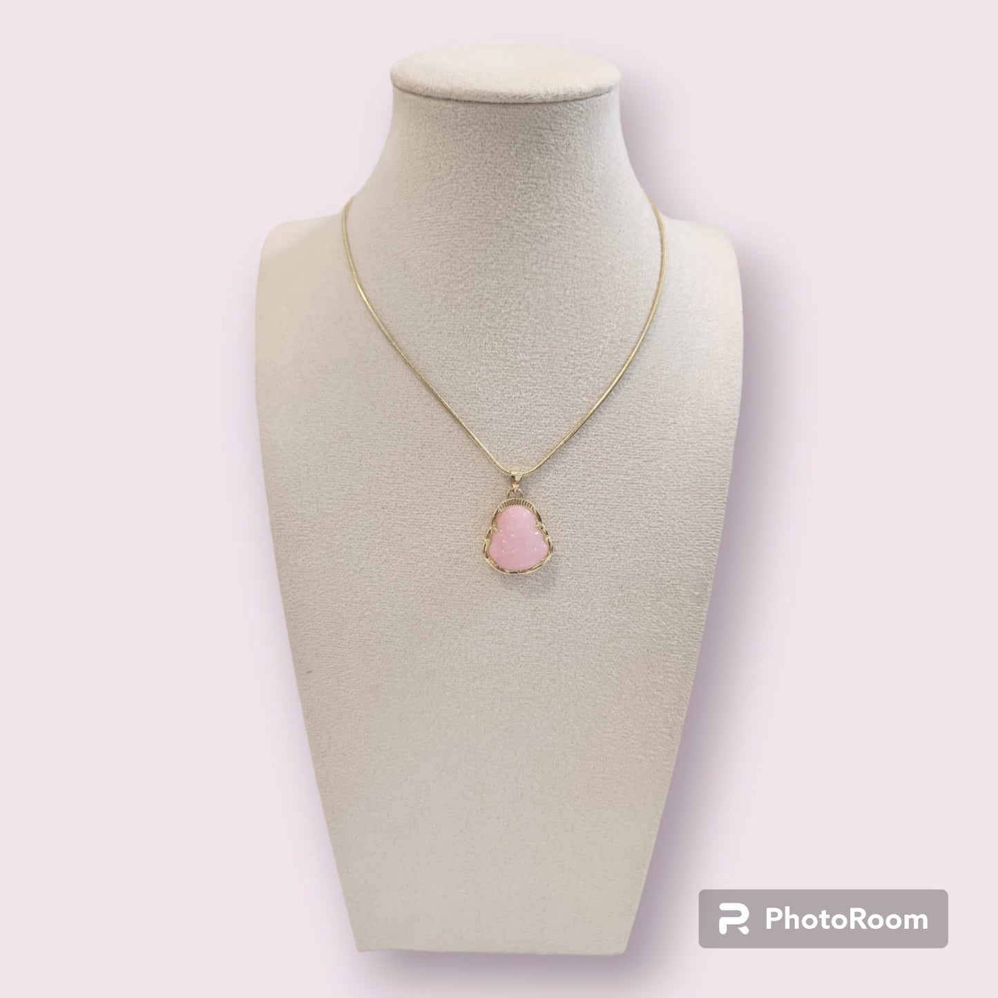 Cadena con dije de Buda rosado
