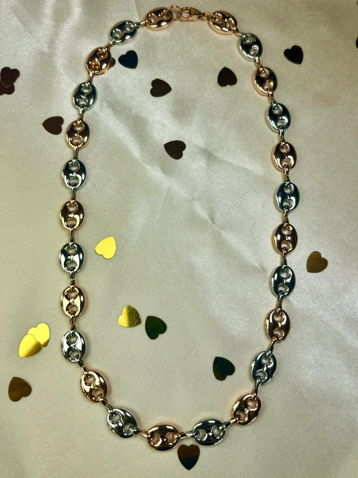 Cadena chonky en color silver y gold