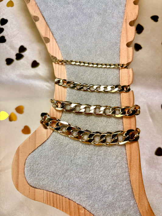 Tobillera Cubana en 10mm, 8mm, 6mm y 4mm de Grosor