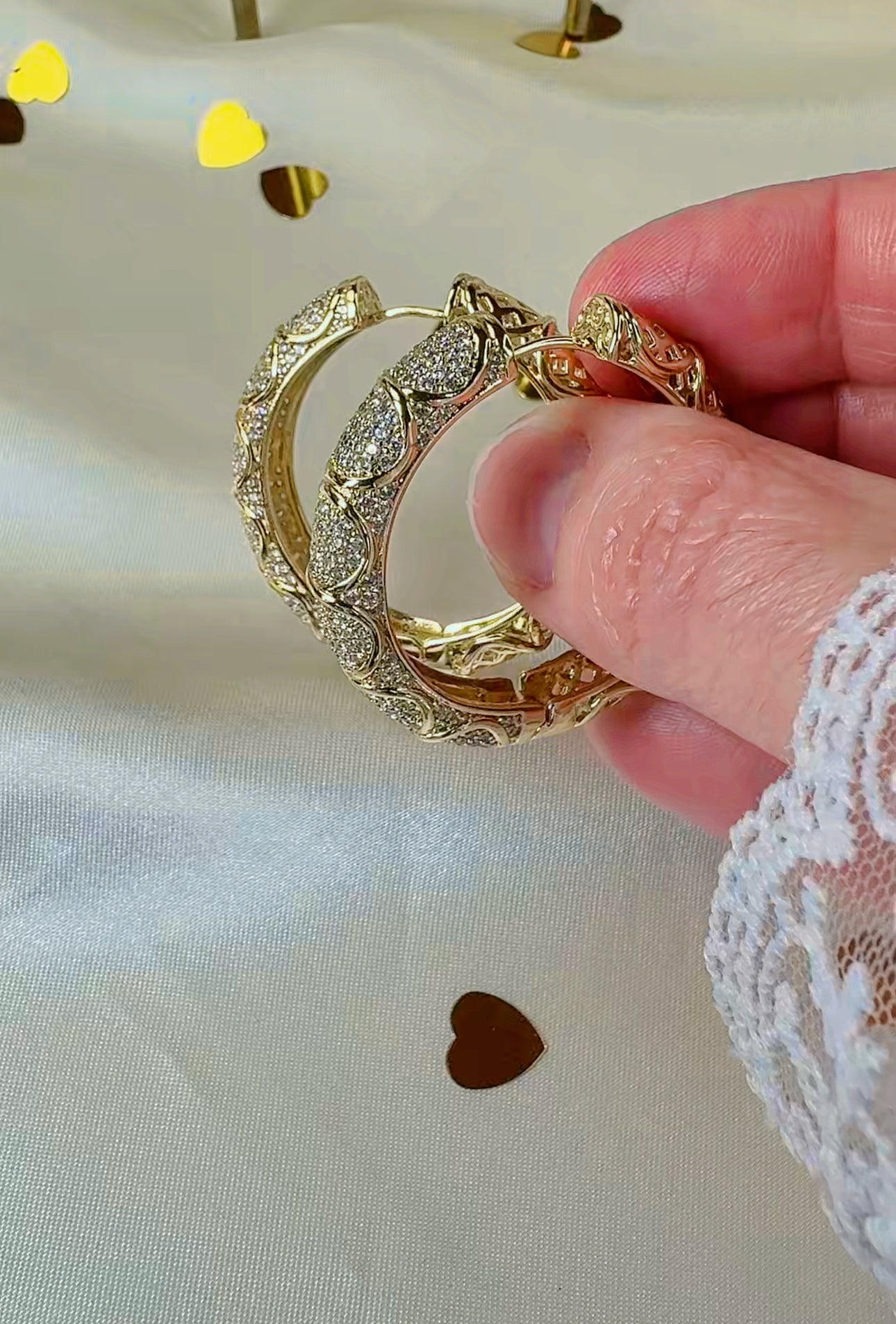 Argollas grandes, Chunky con zirconias blancas