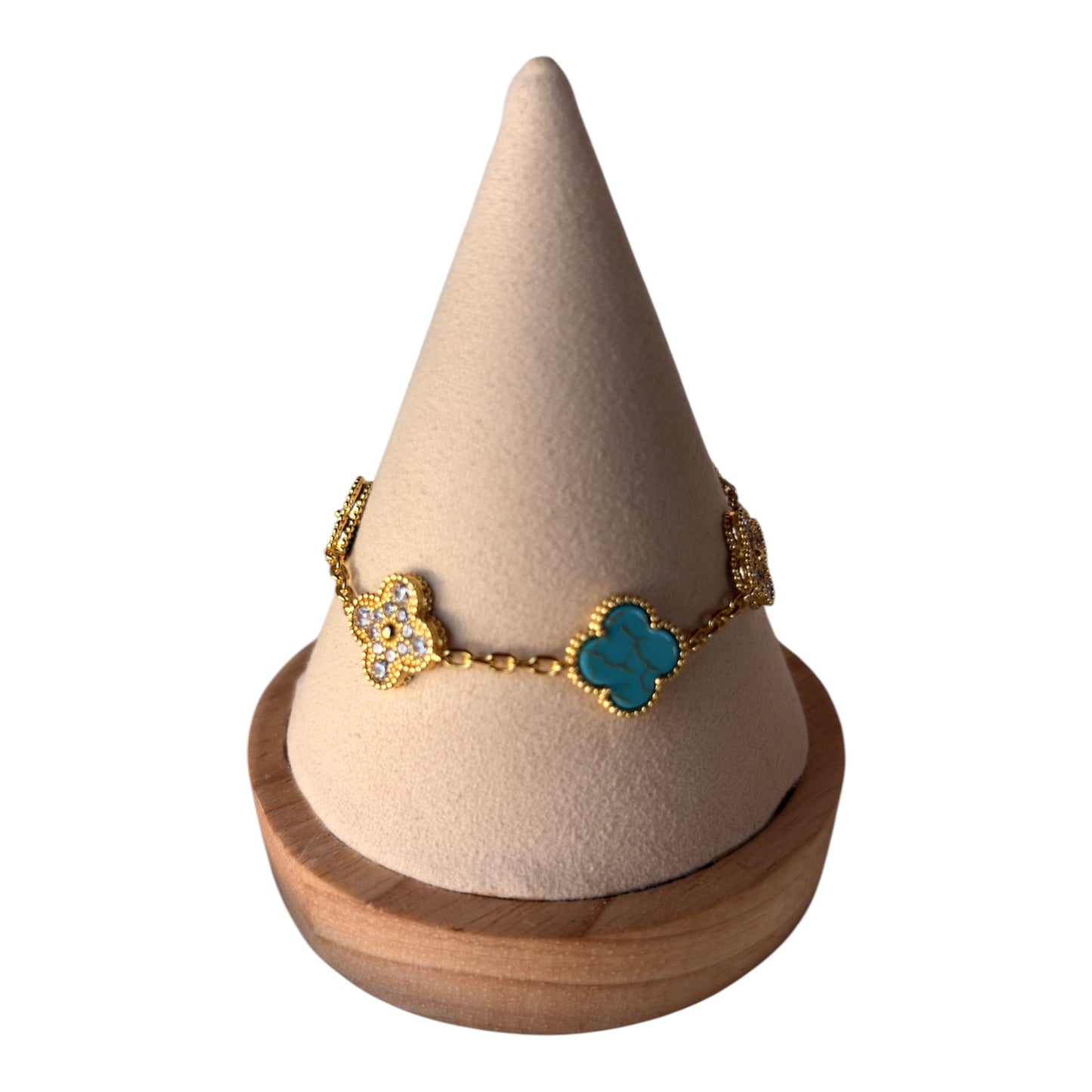 Pulseras de flor: roja, verde, negro, dorado, turquesa y blanco