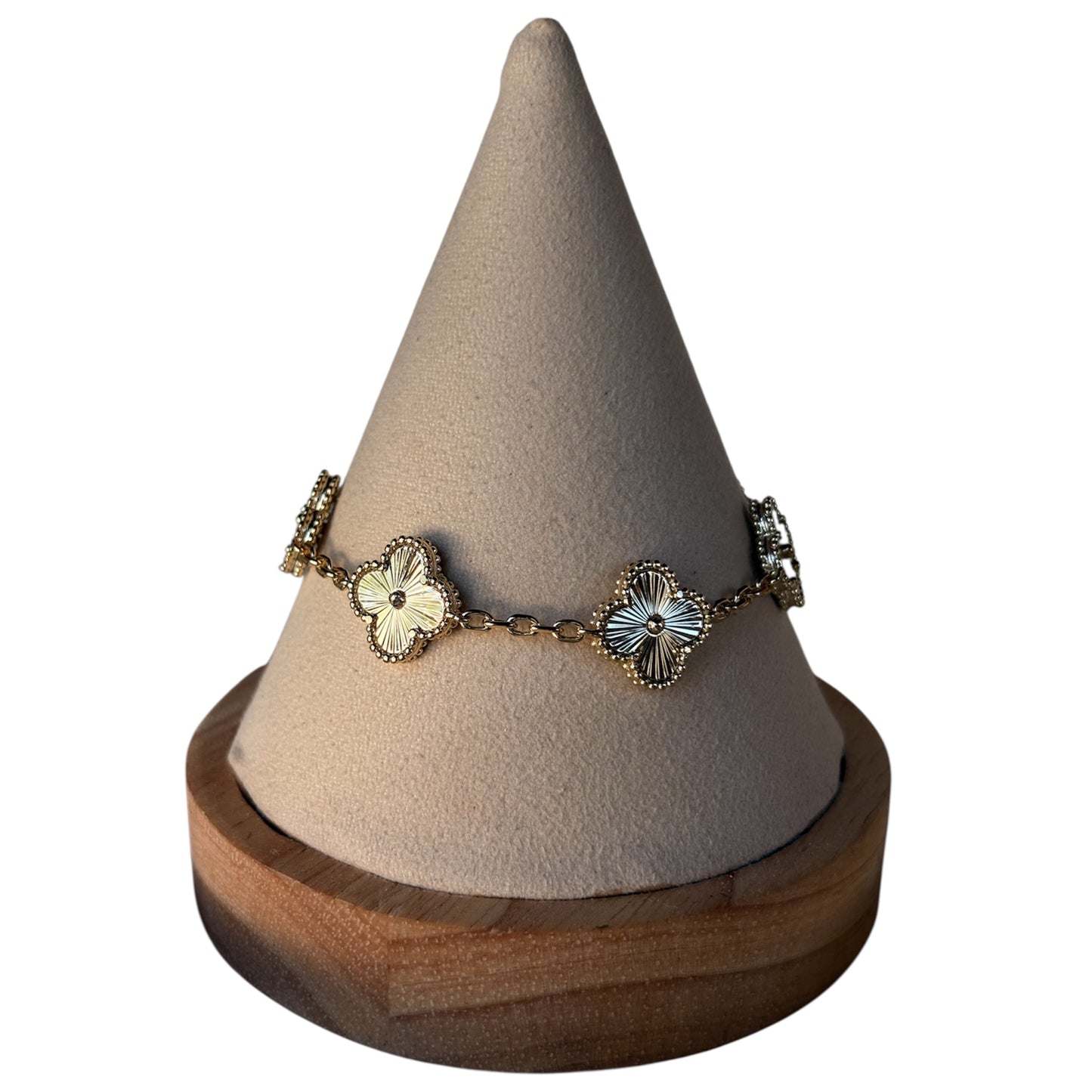 Pulseras de flor: roja, verde, negro, dorado, turquesa y blanco