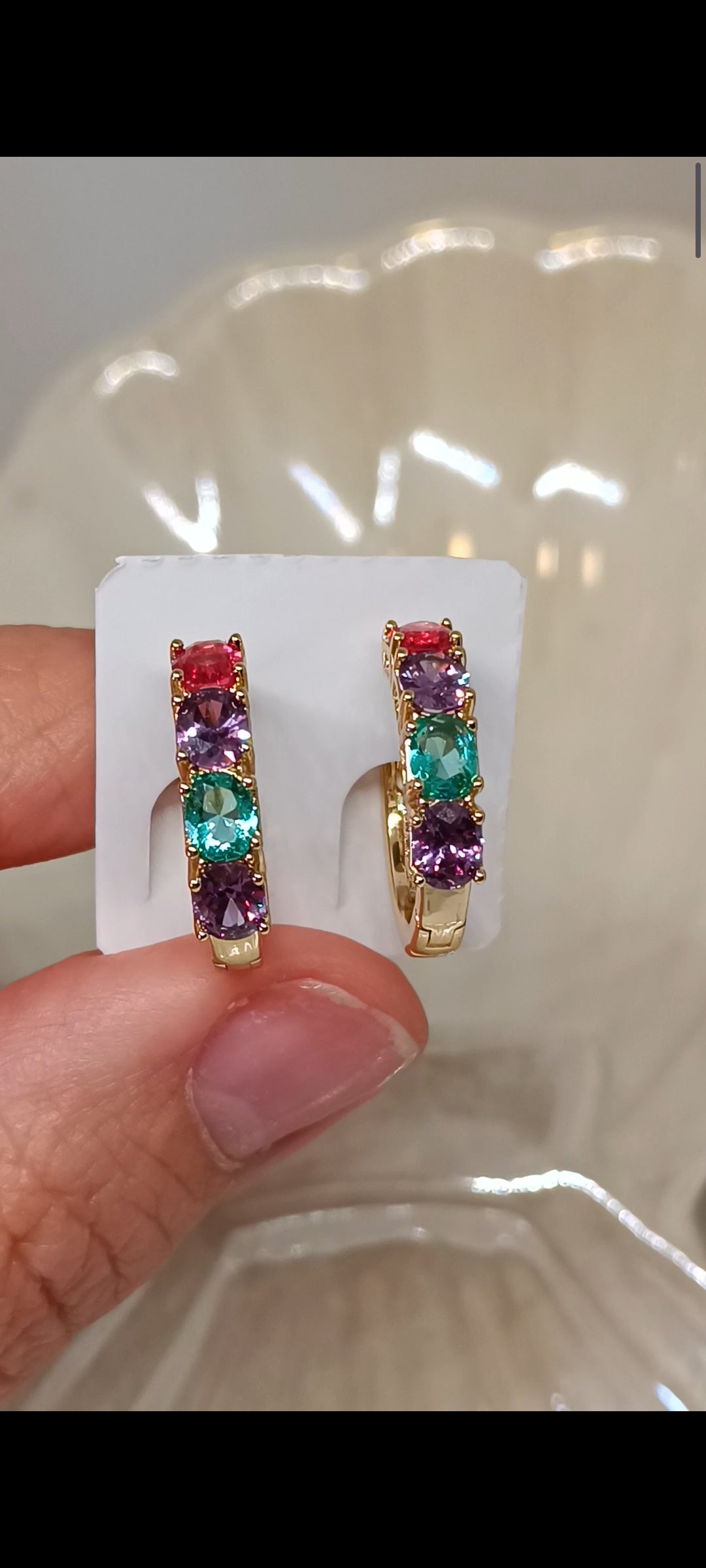 Aretes de zirconias en colores